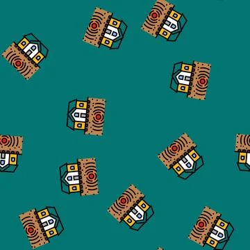 House protect earthquake vector seamless pattern Stock Illustration