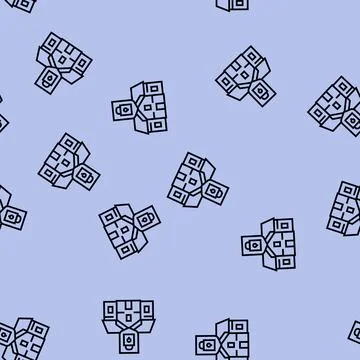 House protect line seamless pattern flat 스톡 일러스트