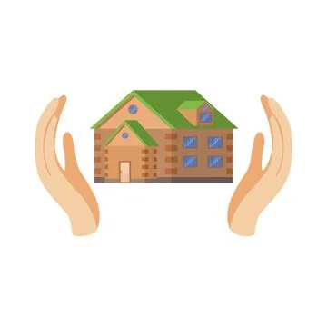 House Protected By Two Palms Stock Illustration