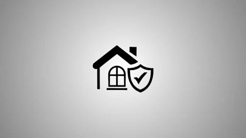 House protection icon with checkmark appearing on animated gray gradient ba.. Stock Footage 346496231