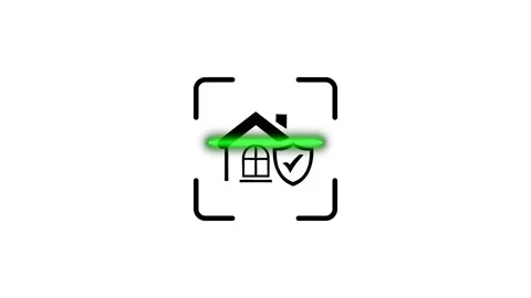 House protection line scan animation in a seamless loop, home insurance tec.. Stock Footage 346498622