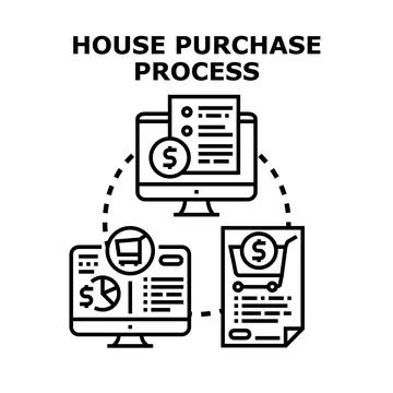 House purchase process online shopping and real estate deal Stock Illustration