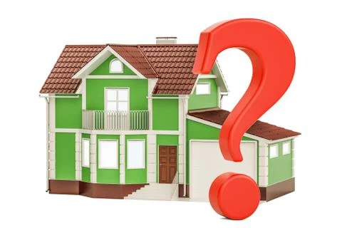 House with question mark, 3D rendering Stock Illustration