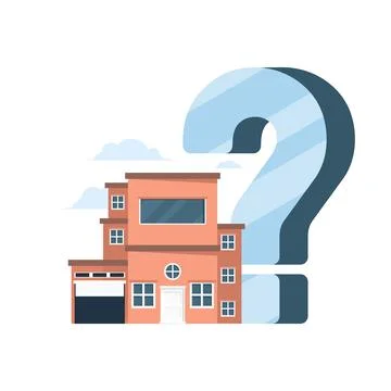 A house with a question mark, depicting uncertainty in property purchases. Stock Illustration