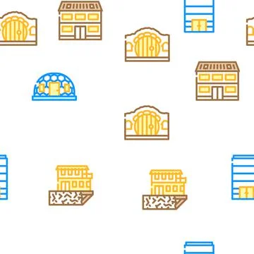 House Real Estate Vector Seamless Pattern Stock Illustration