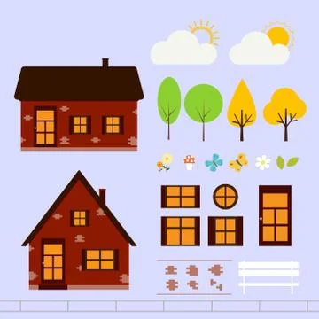 House of red brick. Vector Stock Illustration