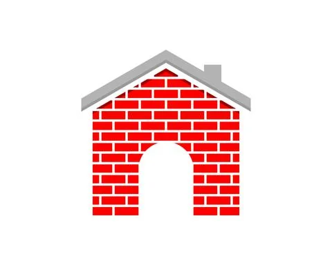 House with red brick vector logo illustration イラスト素材