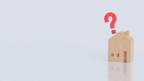The House on Red Question mark for Property or real estate concept 3d Rende.. Stock Illustration