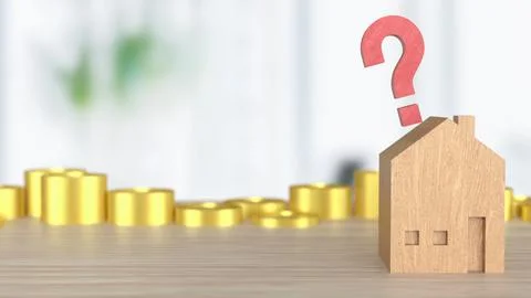 The House on Red Question mark for Property or real estate concept 3d Rende.. Ilustración de archivo