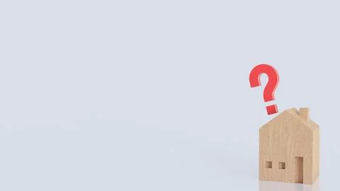 The House on Red Question mark for Property or real estate concept 3d Rende.. Stock Illustration