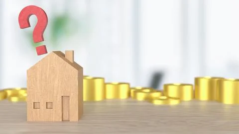 The House on Red Question mark for Property or real estate concept 3d Rende.. Stock Illustration