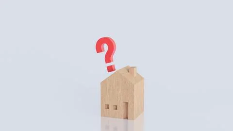 The House on Red Question mark for Property or real estate concept 3d Rende.. Ilustración de archivo