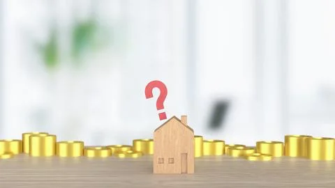 The House on Red Question mark for Property or real estate concept 3d Rende.. Stock Illustration