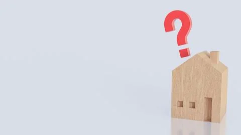 The House on Red Question mark for Property or real estate concept 3d Rende.. Ilustración de archivo