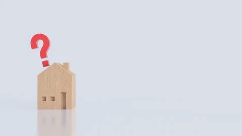 The House on Red Question mark for Property or real estate concept 3d Rende.. Ilustración de archivo