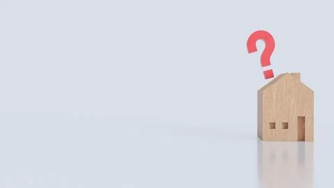 The House on Red Question mark for Property or real estate concept 3d Rende.. Stock Illustration
