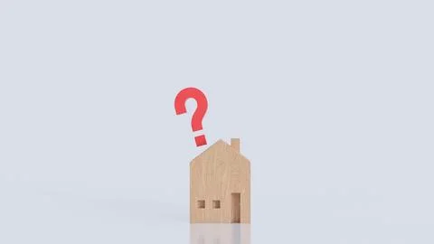 The House on Red Question mark for Property or real estate concept 3d Rende.. 库存照片