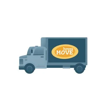 House relocation van truck flat vector illustration isolated on white background Stock Illustration