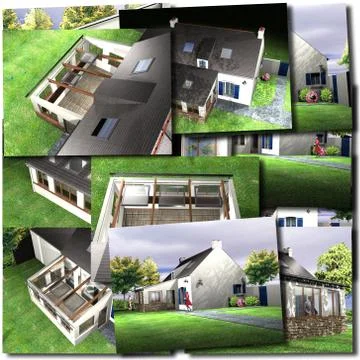 House rendering collage Stock Illustration