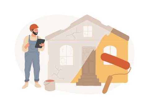 House renovation isolated concept vector illustration. Ilustración de archivo