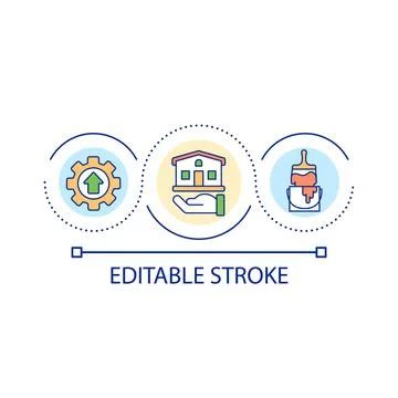 House renovation loop concept icon Stock Illustration