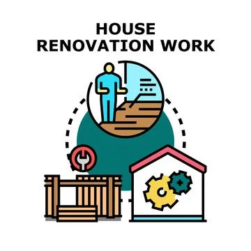 House renovation work concept improving home interior design Stock Illustration