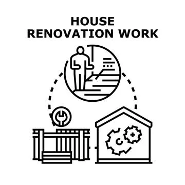 House renovation work concept improving home interior design Stock Illustration