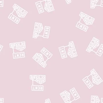 House rent line vector seamless pattern Stock Illustration