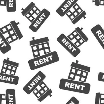House for rent seamless pattern background. Business flat vector illustration Stock Illustration