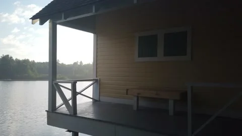 House on a river 4K Stock Footage 135167689