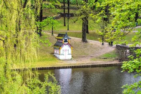 House by the river. Stock Photos