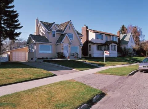 House by road Stock Photos