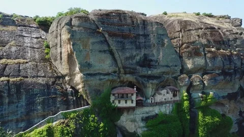 House in the rocks of Meteora Stock Footage 239249868