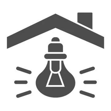 House roof light bulb solid icon. Smart house innovation idea symbol, glyph Stock Illustration