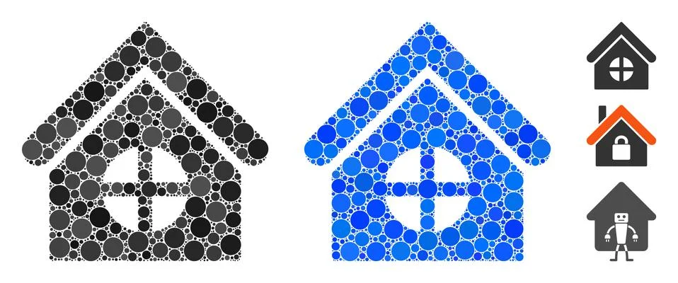 House with Round Window Composition Icon of Round Dots Stock Illustration