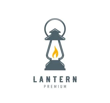 House rustic lantern lamp icon with burning fire Stock Illustration