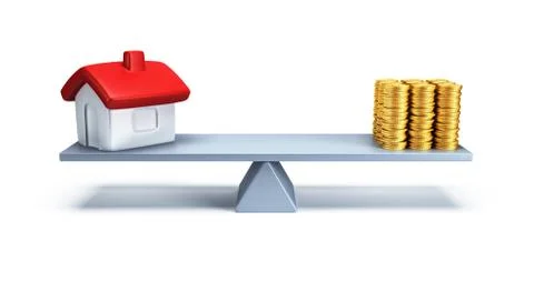 House in the scales 3d render Stock Illustration