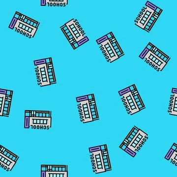 House school building vector seamless pattern Ilustración de archivo