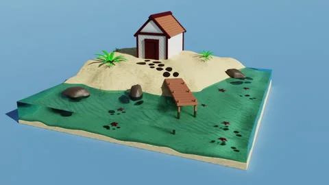 House by the sea, CG Stock Footage 247447228
