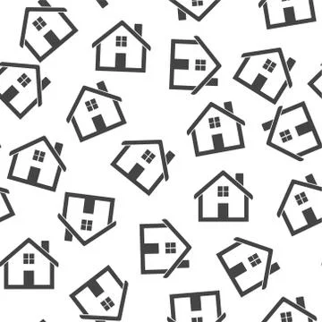 House seamless pattern background icon. Flat vector illustration. Home sign s Stock Illustration