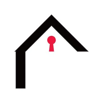 House Security Icon With Keyhole Illustrazione stock