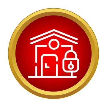 House security system with lock protection icon Stock Illustration