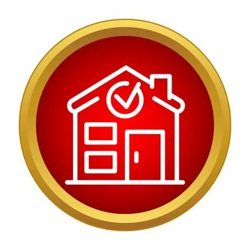 House selecting check mark icon in red circle Illustrazione stock
