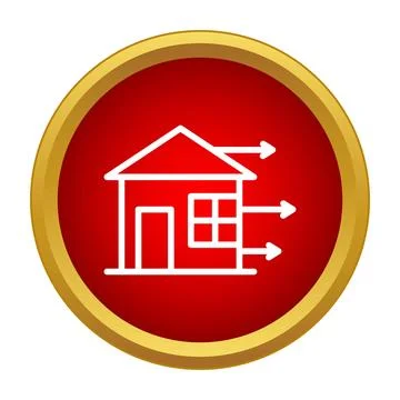House sending data arrows inside red circle 库存插图
