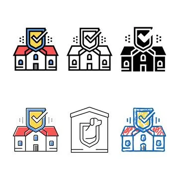 House set security color icon vector isolated 스톡 일러스트