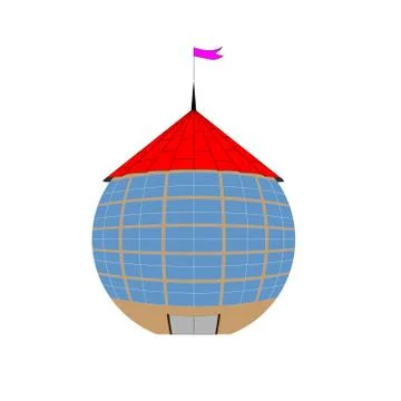 The house in the shape of a ball with a red tile roof Stock Illustration