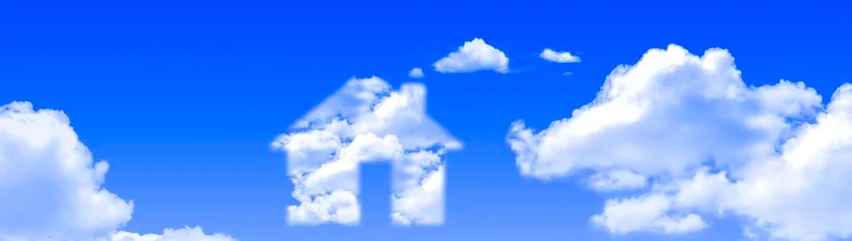 House shape in clouds concept Stock Illustration