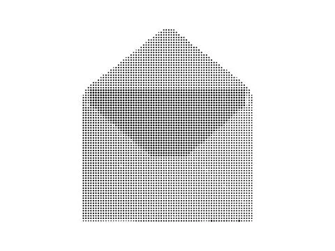 House shape made of black dots with shaded area. Illustrazione stock
