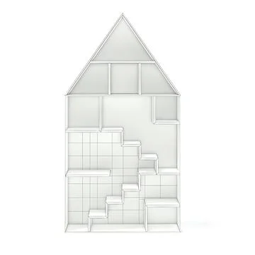 House Shape Shelf with Patterned Back 3D Model