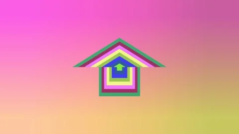 House Shape Tunnel Animation with Nested Multi-Colored Outlines Stock Footage 340899288